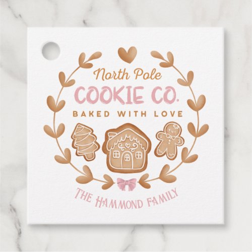 Pink Cute Gingerbread Christmas Cookies Exchange Favor Tags