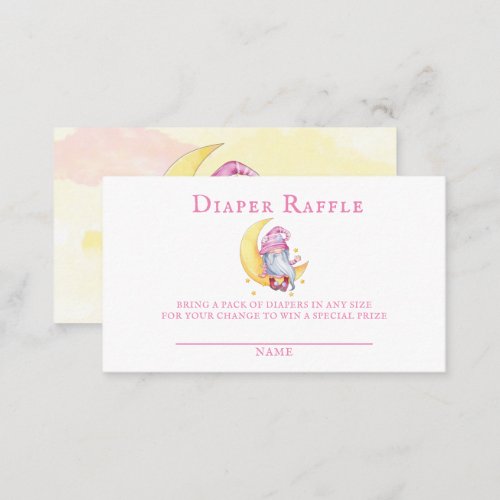 Pink Cute Gnome Moon Clouds Baby Diaper Raffle  Business Card