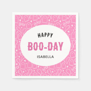 Pink Cute Halloween Birthday Napkins