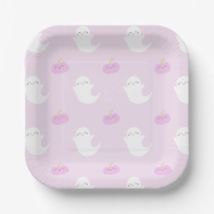 Pink Cute Halloween Paper Plates