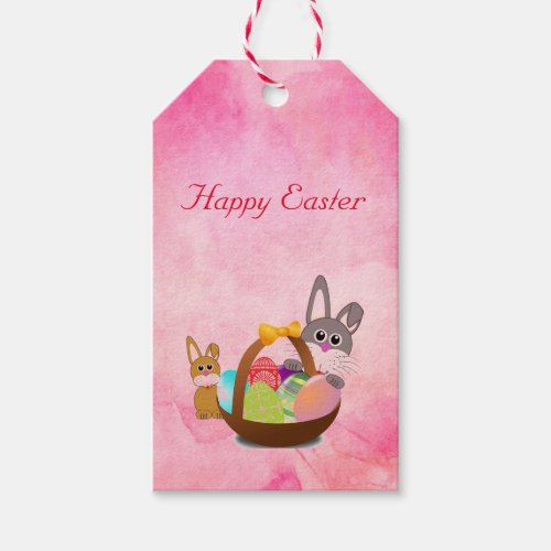 Pink Cute Happy Easter Bunny     Gift Tags