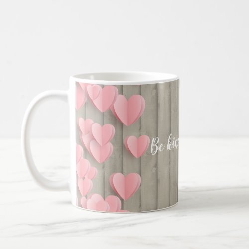 Pink Cute Hearts On A Barn Wood Motivational Coffee Mug