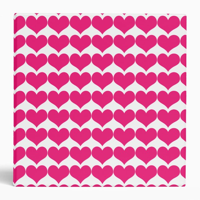 Pink Cute Hearts Pattern Binder 2 in (Front)