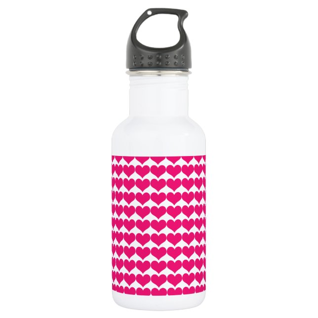 Pink Cute Hearts Pattern Bottle (Front)