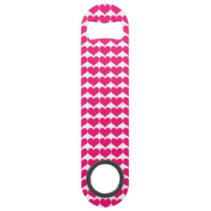 Pink Cute Hearts Pattern Bottle Opener