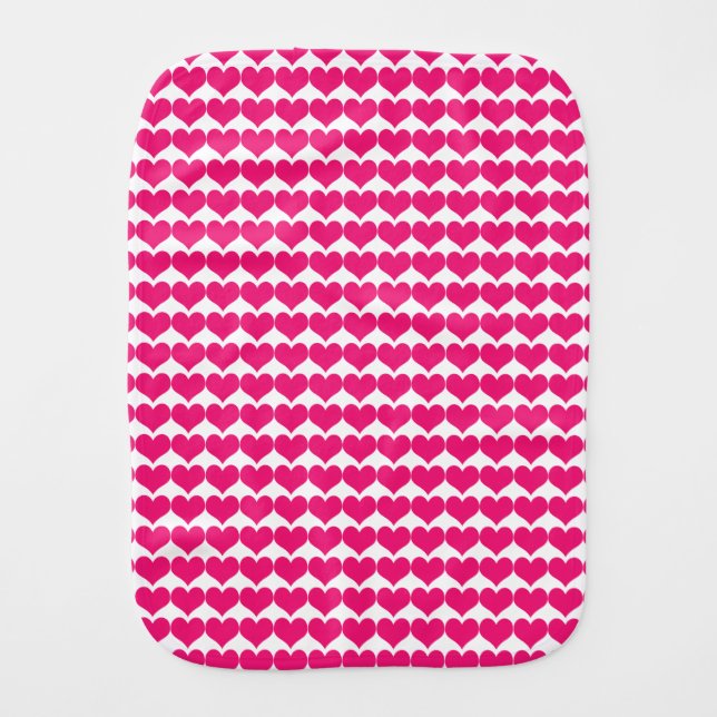 Pink Cute Hearts Pattern Burp Cloth (Front)