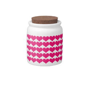 Pink Cute Hearts Pattern Candy Jar