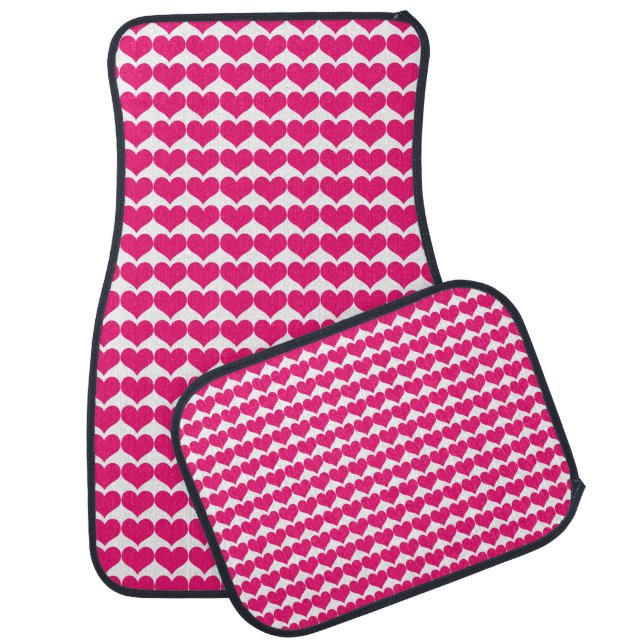 Pink Cute Hearts Pattern Car Floor Mats (Set)