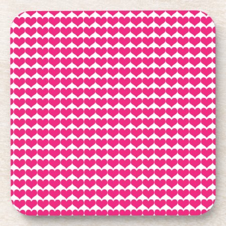 Pink Cute Hearts Pattern Coaster Set