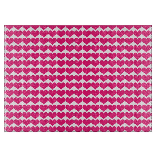 Pink Cute Hearts Pattern Cutting Board (Front)