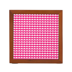 Pink Cute Hearts Pattern Desk Organizer