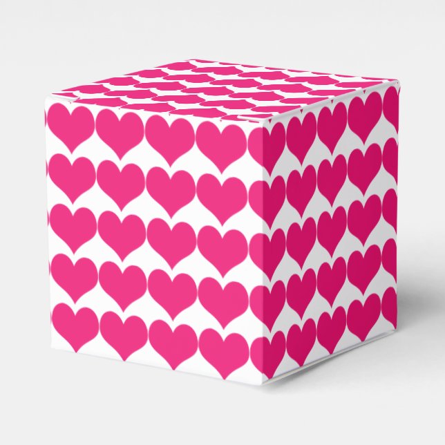 Pink Cute Hearts Pattern Favor Boxes (Front Side)