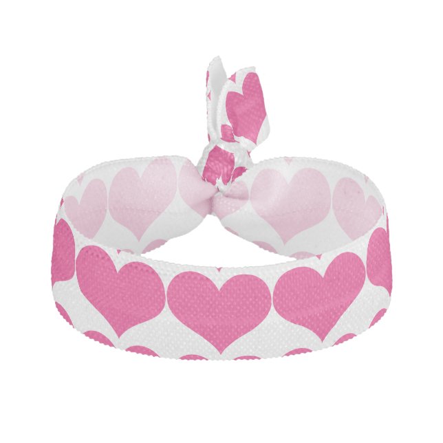 Pink Cute Hearts Pattern Hair Tie (Front)