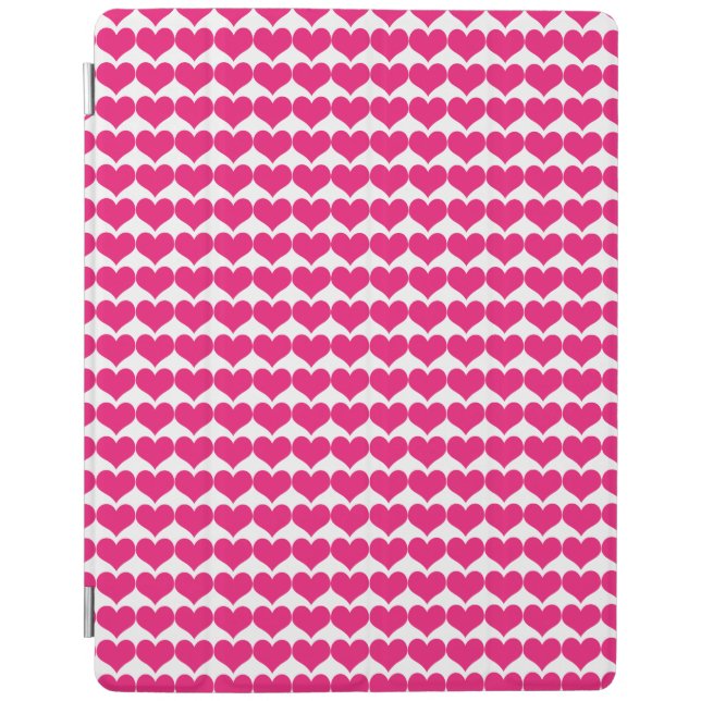 Pink Cute Hearts Pattern iPad Cover (Front)