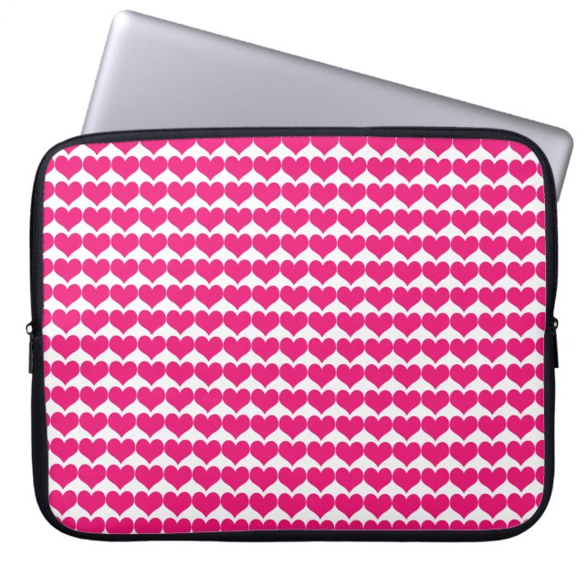 Pink Cute Hearts Pattern Laptop Sleeve (Front)