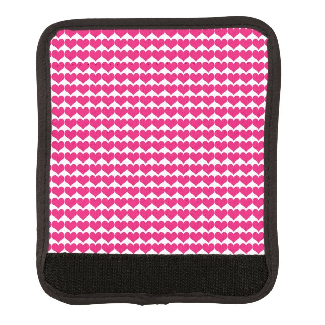 Pink Cute Hearts Pattern Luggage Handle Wrap (Front)