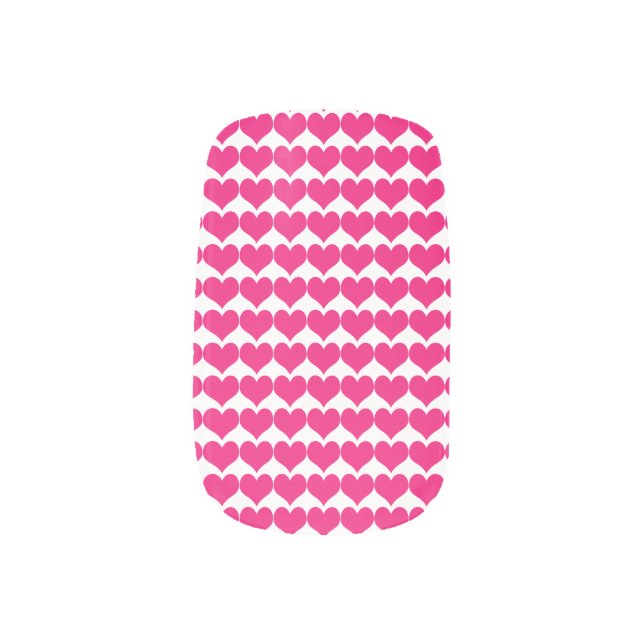 Pink Cute Hearts Pattern Nail Art (Left Thumb)