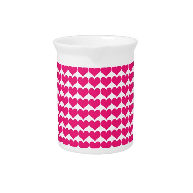 Pink Cute Hearts Pattern Pitcher (Front)