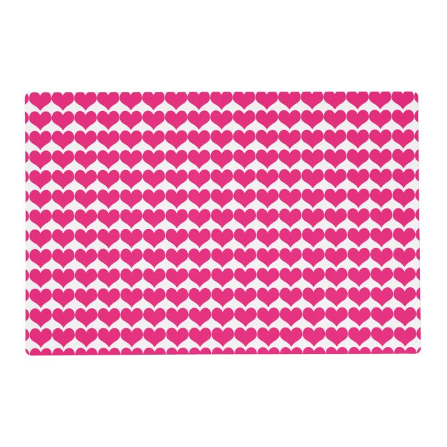 Pink Cute Hearts Pattern Placemat (Front)