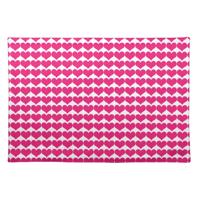 Pink Cute Hearts Pattern Placemat (Front)