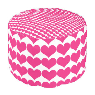 Pink Cute Hearts Pattern Pouf