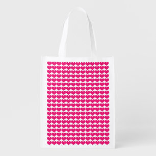 Pink Cute Hearts Pattern Reusable Bag