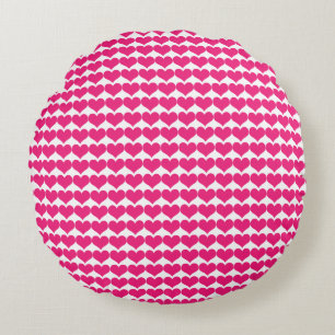 Pink Cute Hearts Pattern Round Pillow