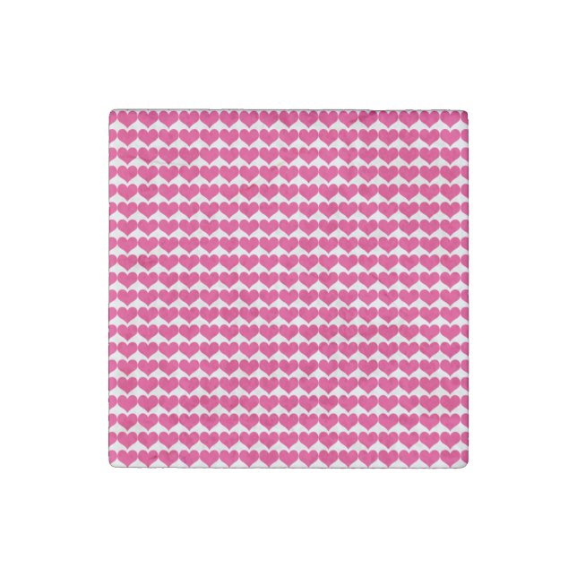 Pink Cute Hearts Pattern Stone Magnet (Front)