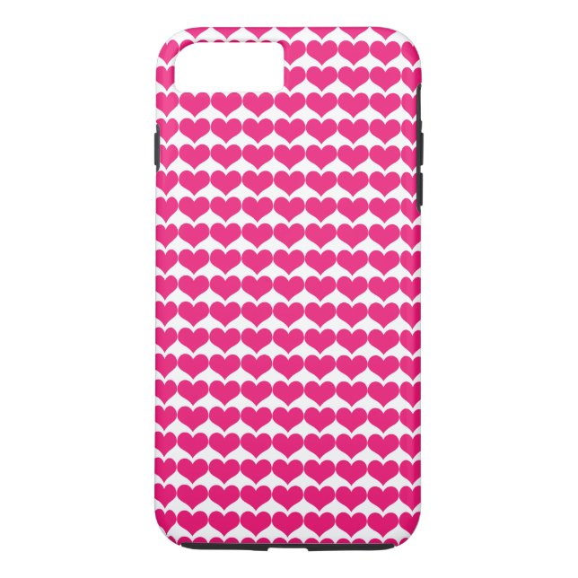 Pink Cute Hearts Pattern Tough iPhone 7 Plus Case (Back)
