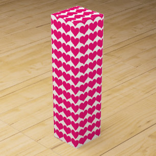 Pink Cute Hearts Pattern Wine Box