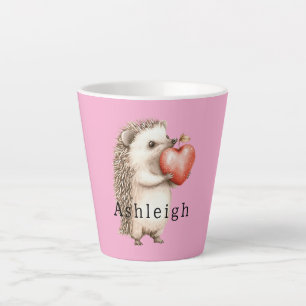 Pink Cute Hedgehog Heart Animal   Latte Mug