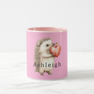 Pink Cute Hedgehog Heart Animal   Mug