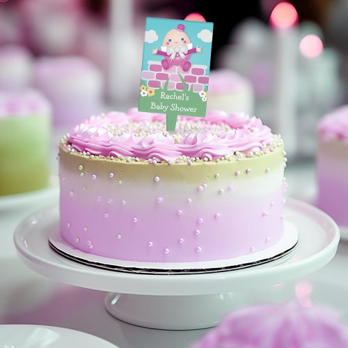 Pink Cute Humpty Dumpty Baby Shower Cake Topper