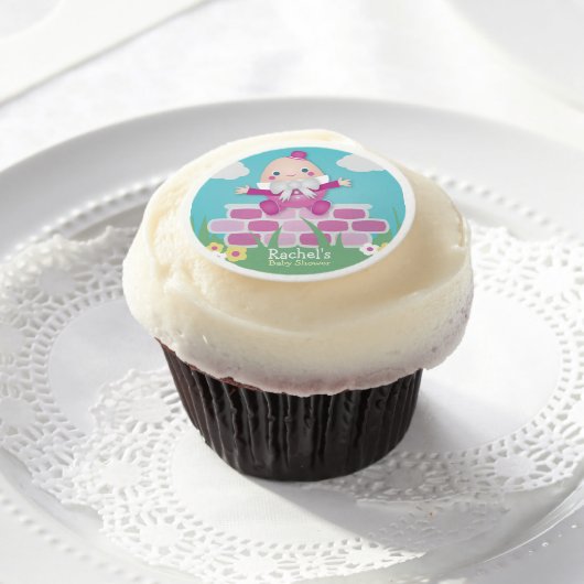 Pink Cute Humpty Dumpty Baby Shower Edible Frosting Rounds (Cupcake)