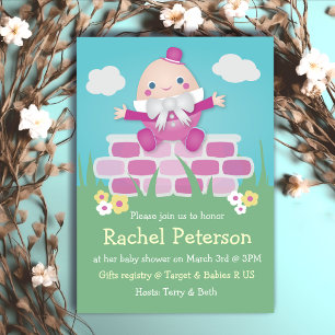 Pink Cute Humpty Dumpty Baby Shower Invitation