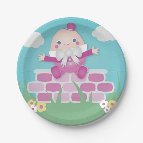 Pink Cute Humpty Dumpty Baby Shower  Paper Plates