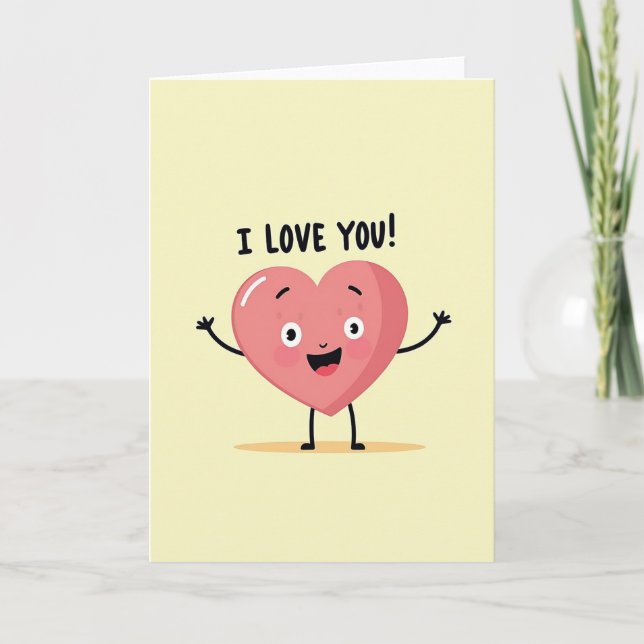 Pink Cute I Love You Card (Front)