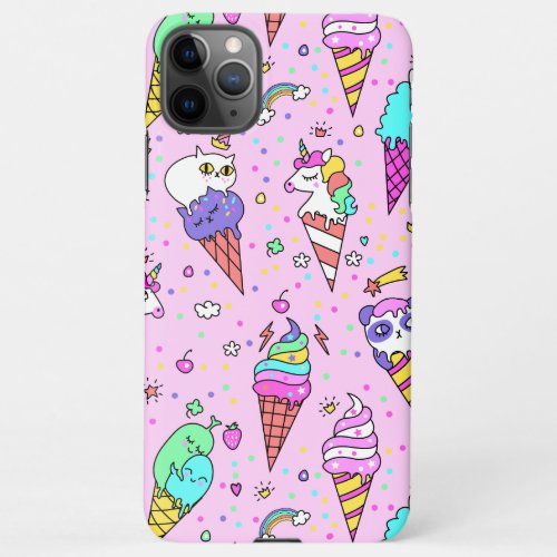 Pink cute icecream pattern iPhone 11Pro max case