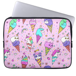 Pink cute icecream pattern laptop sleeve