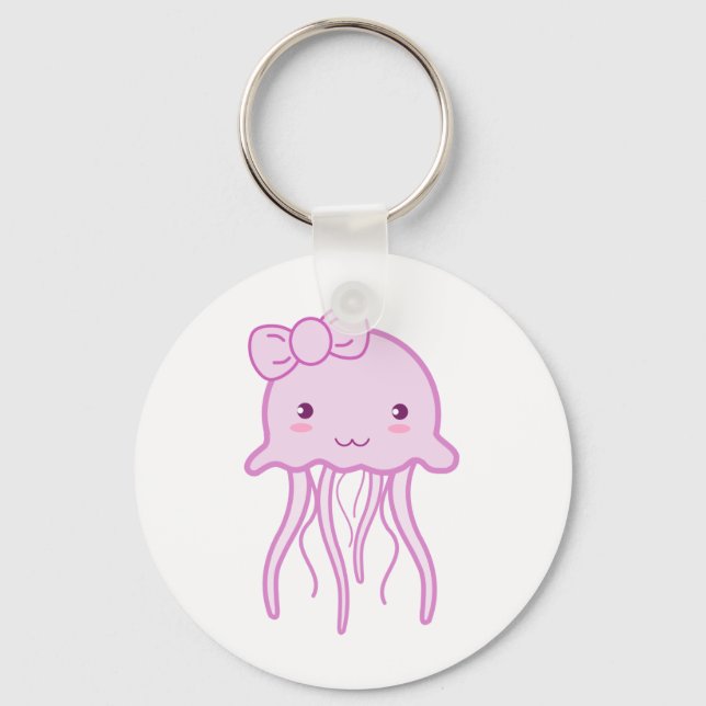 Pink Cute Jellyfish Keychain (Front)