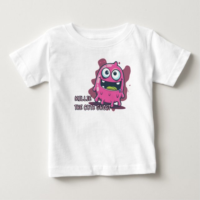 Pink Cute Kawaii Ghost Baby T-Shirt (Front)