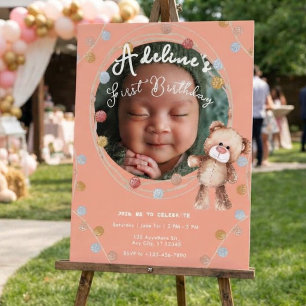 Pink cute kids birthday foam board