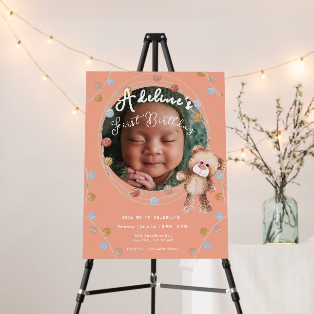 Pink cute kids birthday foam board (In Situ (Stand))