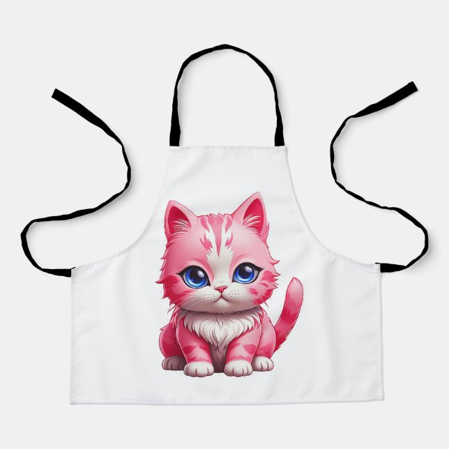 Pink Cute Kitty Cat Apron (Front)