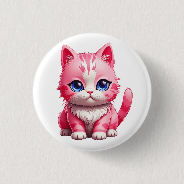 Pink Cute Kitty Cat Button (Front)