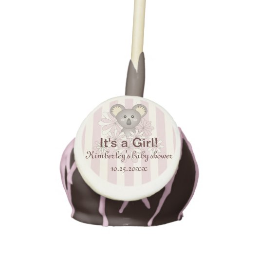 Pink Cute Koala Baby Shower It's a Girl Cake Pops (Front)