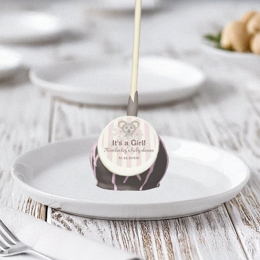 Pink Cute Koala Baby Shower It's a Girl Cake Pops