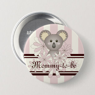 Pink Cute Koala Girl Baby Shower Mommy-to-be Button