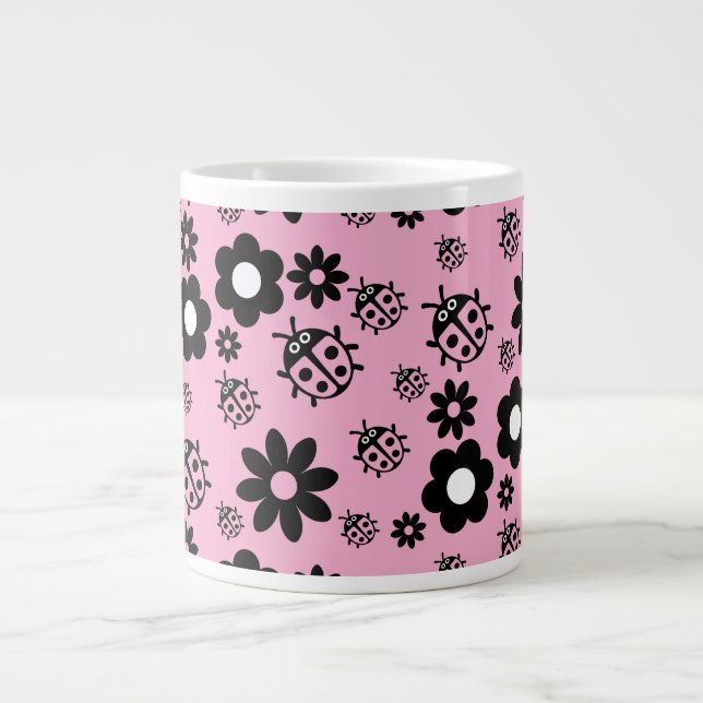 Pink Cute Ladybug Kids Giant Coffee Mug (Front)