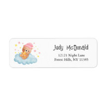Pink Cute Little Bear Baby Shower Address